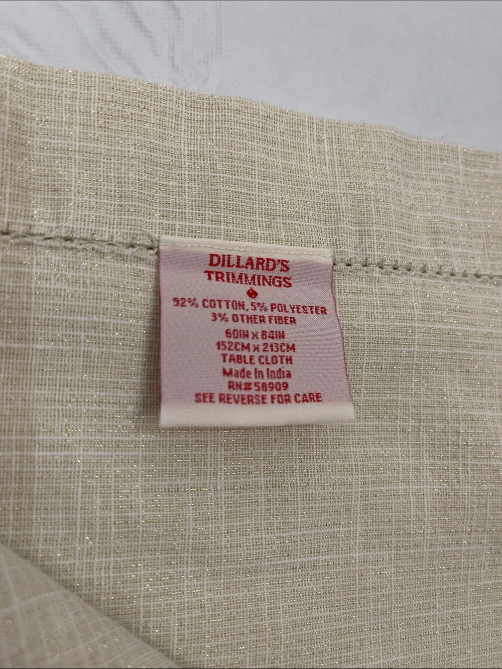 Cream colored Tablecloth